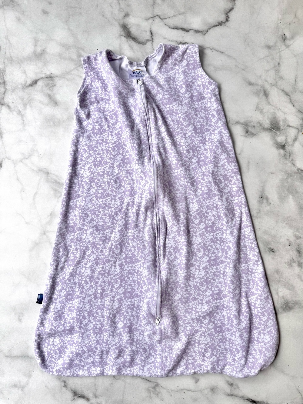 HALO Sleepsack Wearable Blanket 100% Cotton Aster Flowers Purple 6-12 months